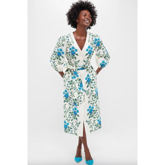 Tuckernuck Cerulean Vine Cotton Poplin Lachlan Dress Sz XS - Picture 1 of 6